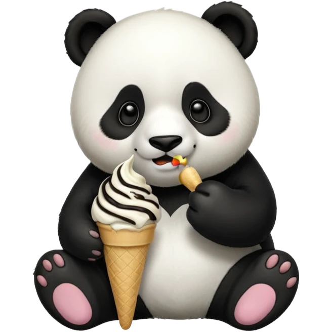 Panda eating ice cream emoji