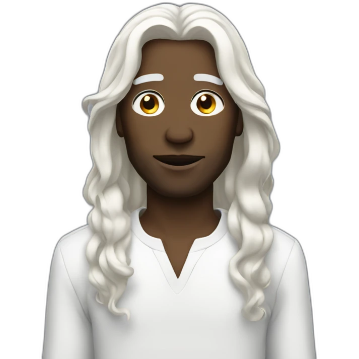 Black man in long white hair wig emoji