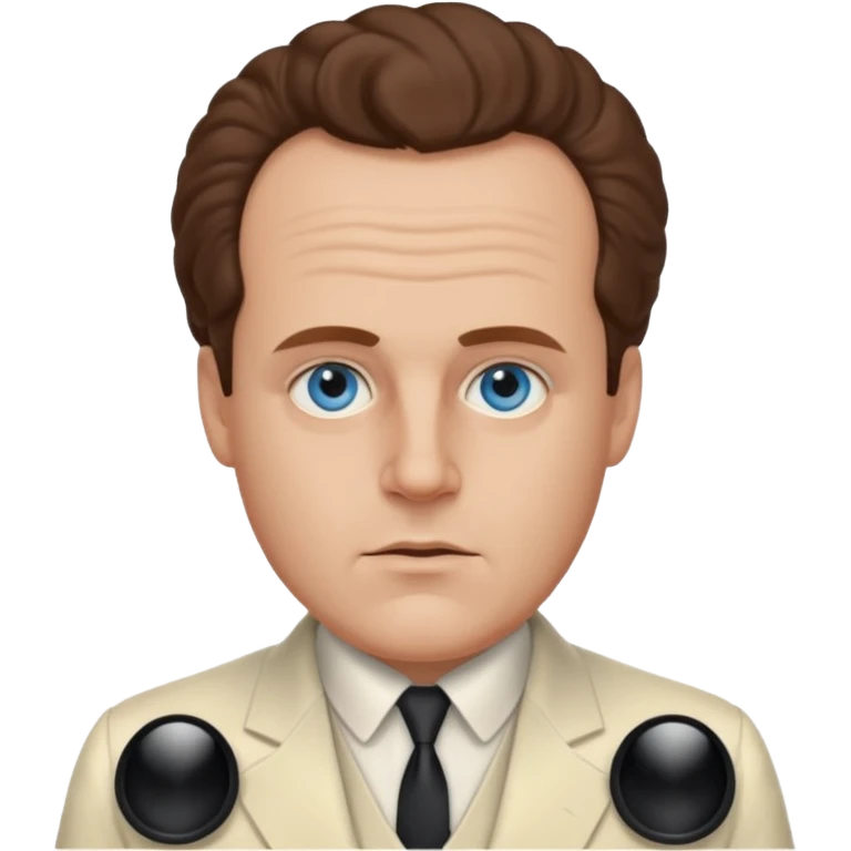 Sergei Eisenstein with blue eyes, brown hair, ivory suit  emoji