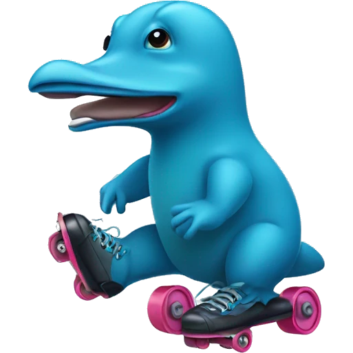 Blue Platypus wearing roller skates emoji