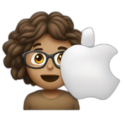 Chico con cabello castaño y piel blanca escribiendo en su macbook emoji