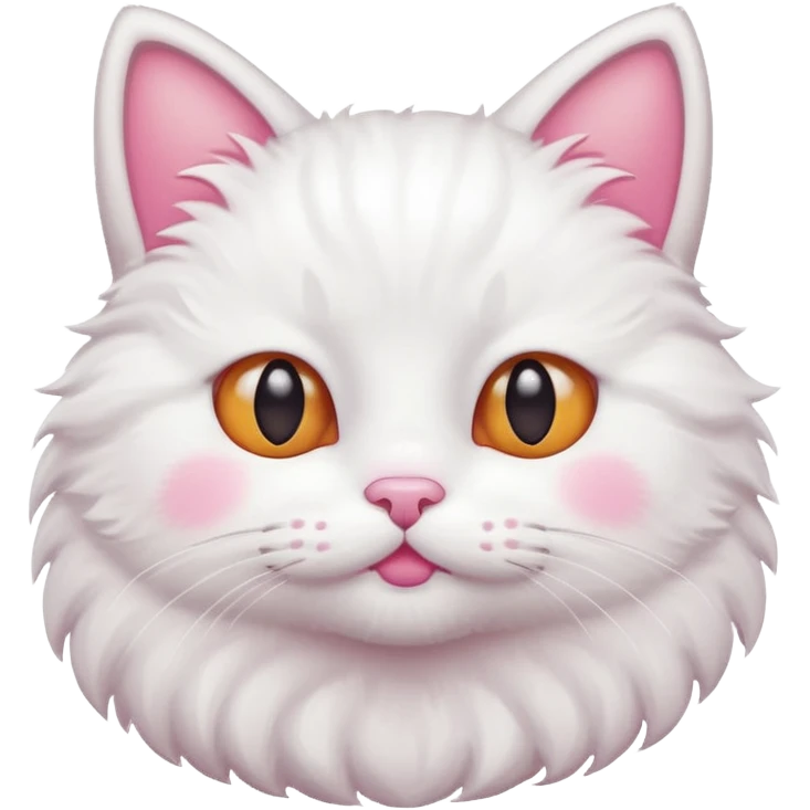 white cat that has pink cheeks emoji