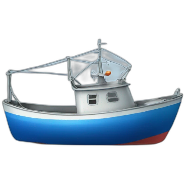 Realistic small can of tuna showing a sailling boat only blue colors emoji
