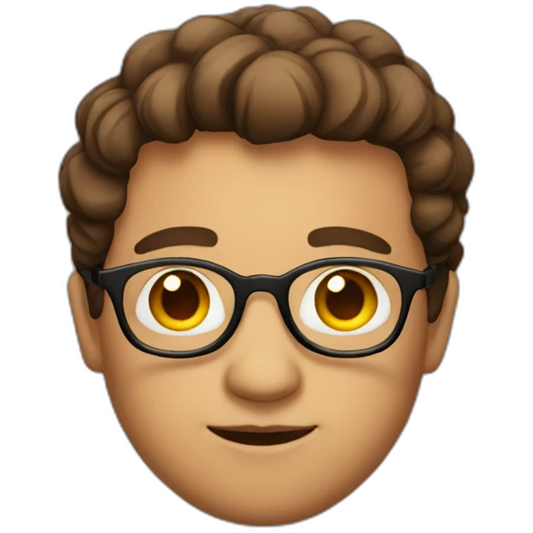 Man with big cheeks glasses round and Brown hair emoji