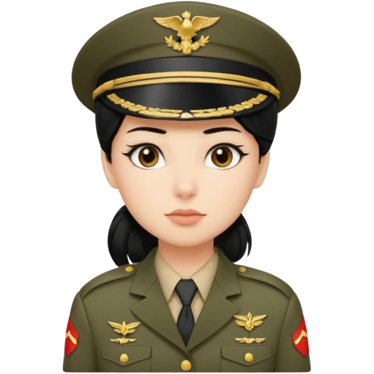 девушка с черными волосами в военной форме нейтральной  emoji