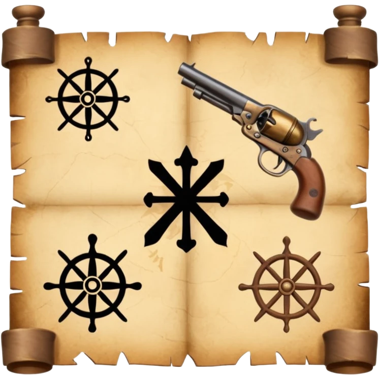 x marks the spot with flintlock pistols emoji