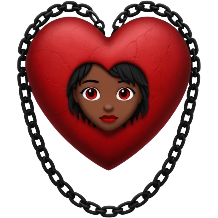 goth heart with red velvet texture and black chains emoji