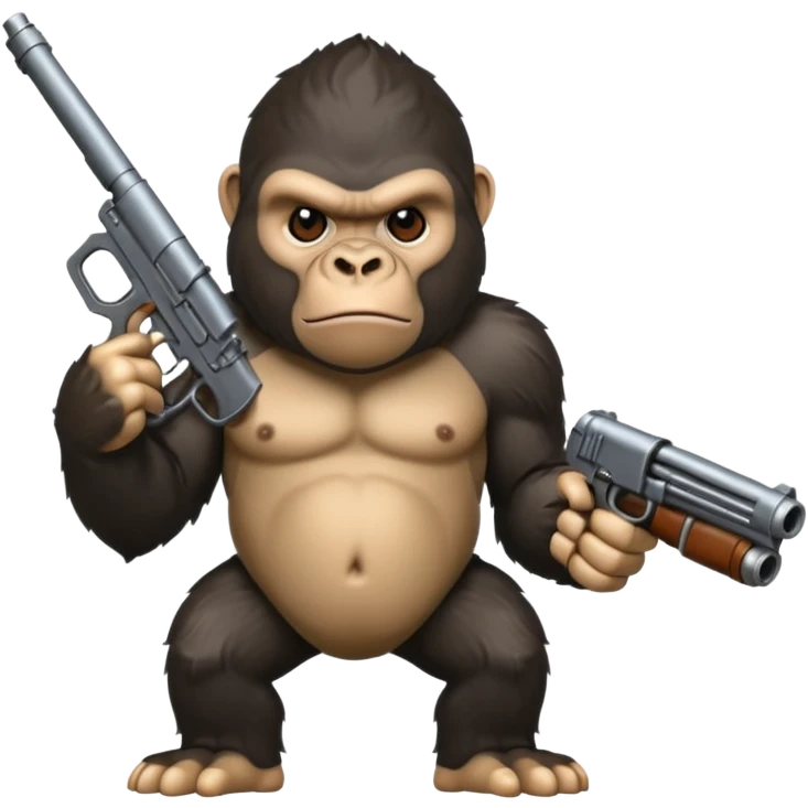 A mean gorilla holding a big gun emoji