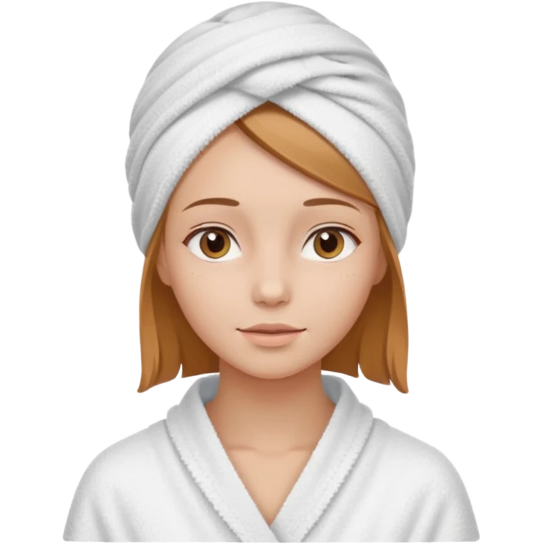 A gril that her head covered with towel and skincare emoji
