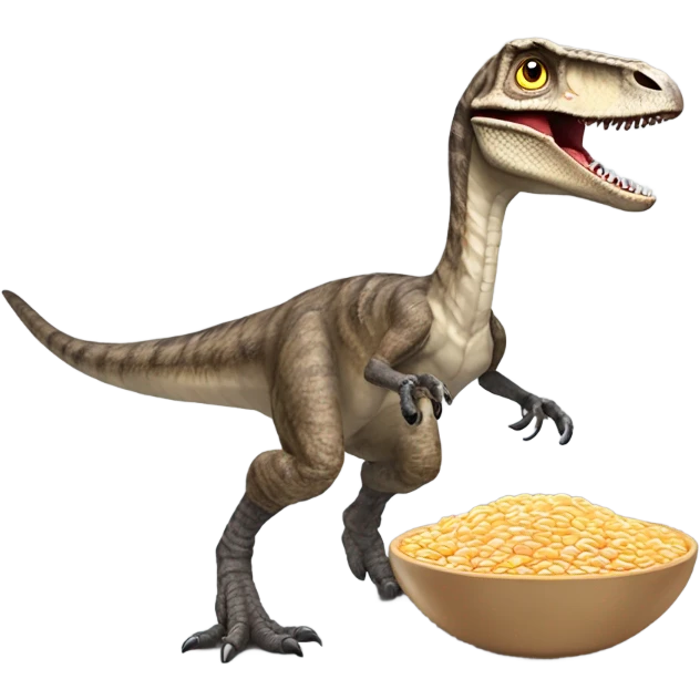 velociraptor haciendo skydiving tomandose un bol de cereales emoji