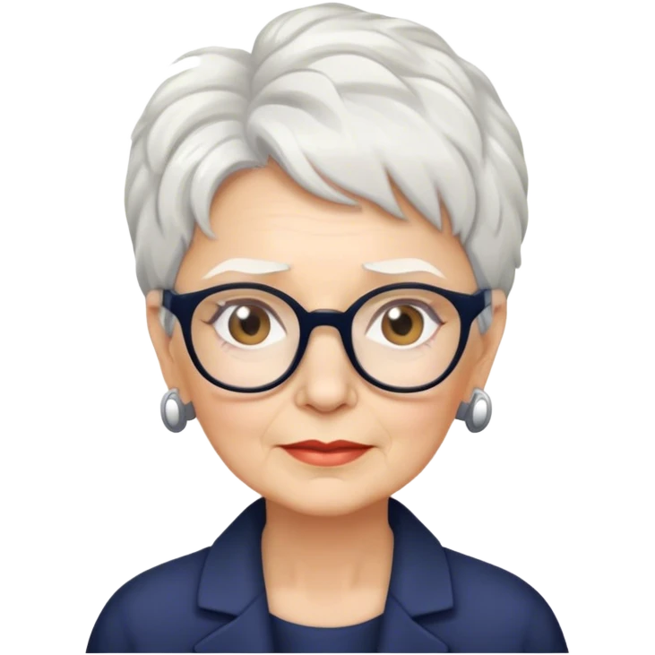Professional older White woman with short white messy hair with glasses emoji