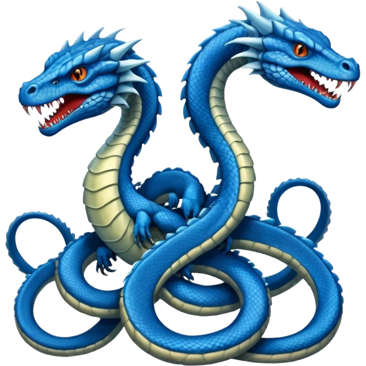 blue hydra, strong reptilian body with multiple serpent-like heads rising from its neck emoji