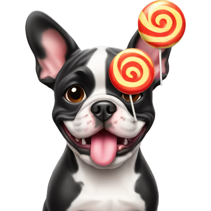 French bull dog with lollipop  emoji