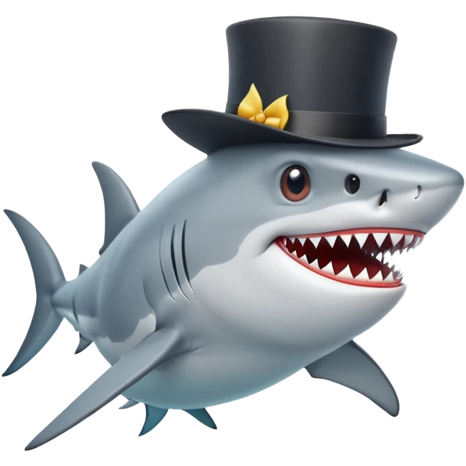Shark with a top hat emoji