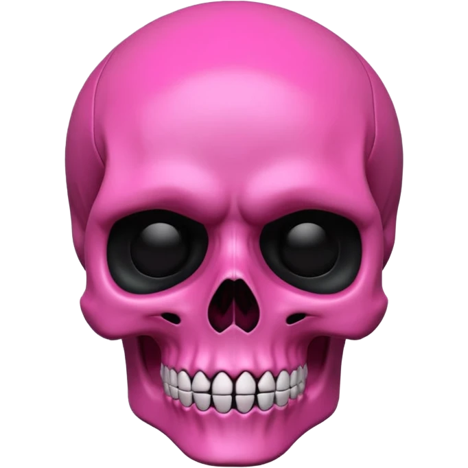 Generate a gothic style emoji of a skull face, in pink. 3D render emoji