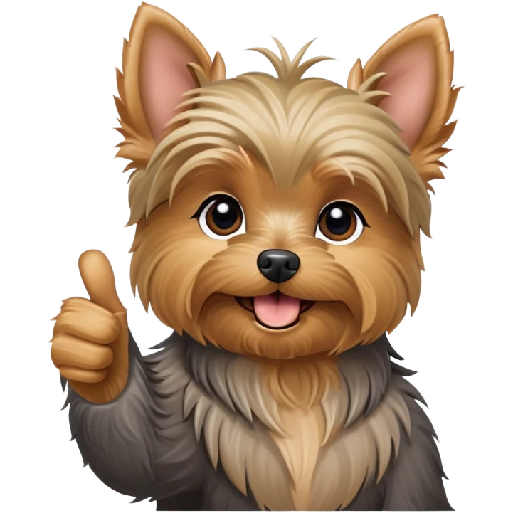 yorkie pointing thumbs up at you emoji