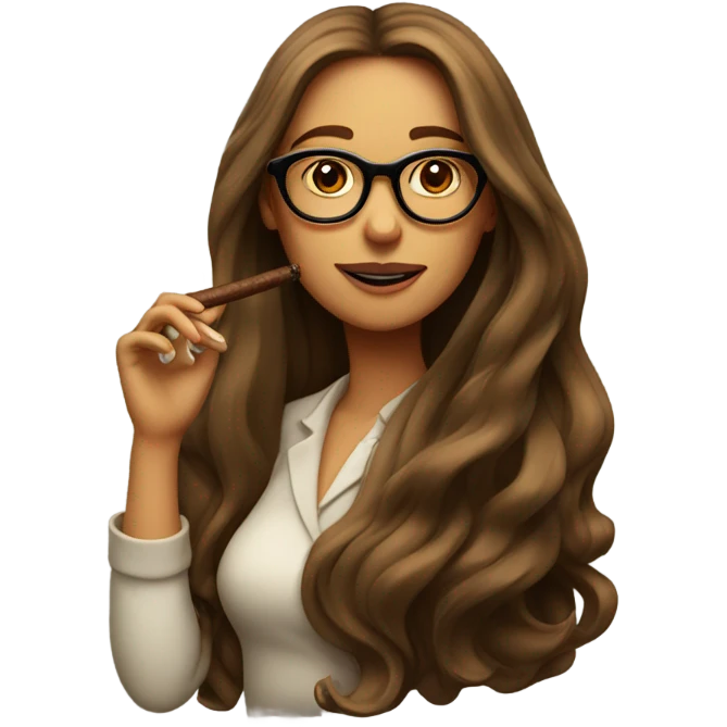 girl with glasses and long hair smoking a cigar  emoji