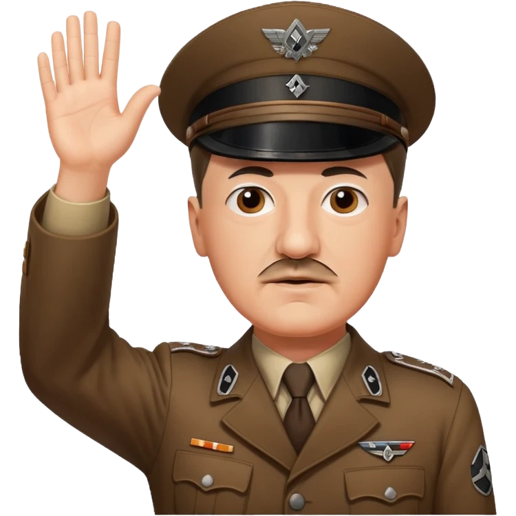 Hitler raising one hand straight up like a salute emoji
