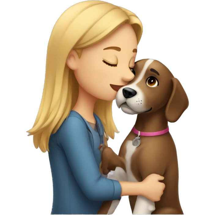 A girl kissing a dog emoji