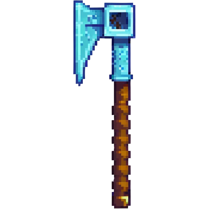 ultra-blocky minimal pixel art Minecraft pickaxe with few large square pixels emoji