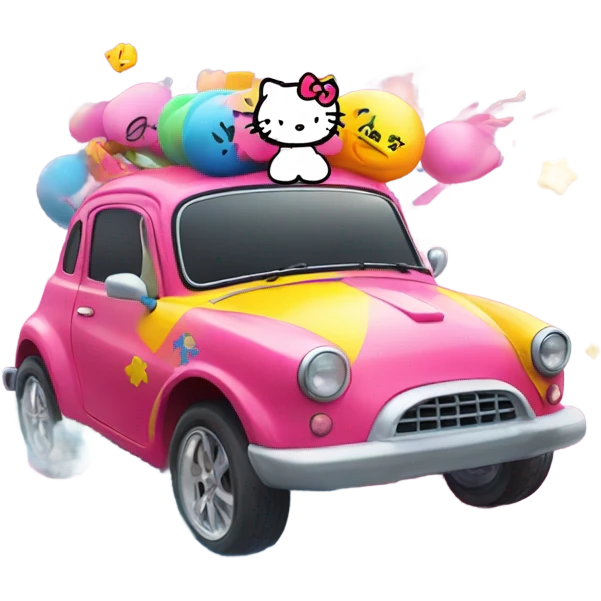 Hello Kitty drifting emoji