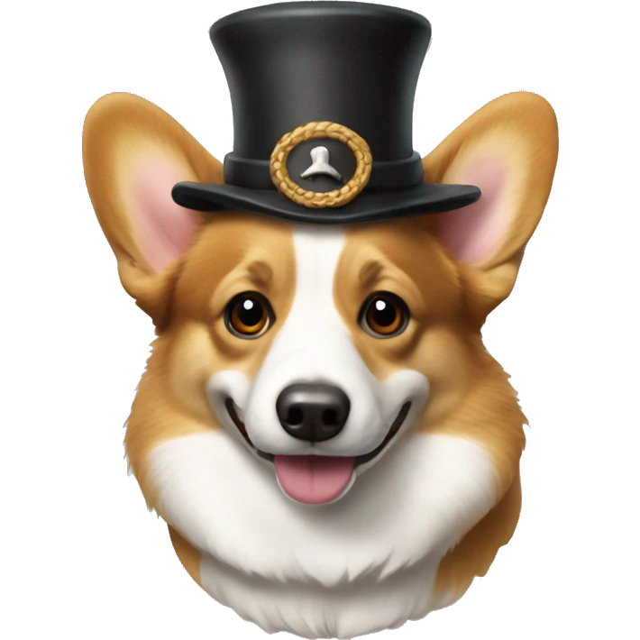 Pembroke welsh corgi wearing a pilgrim hat emoji