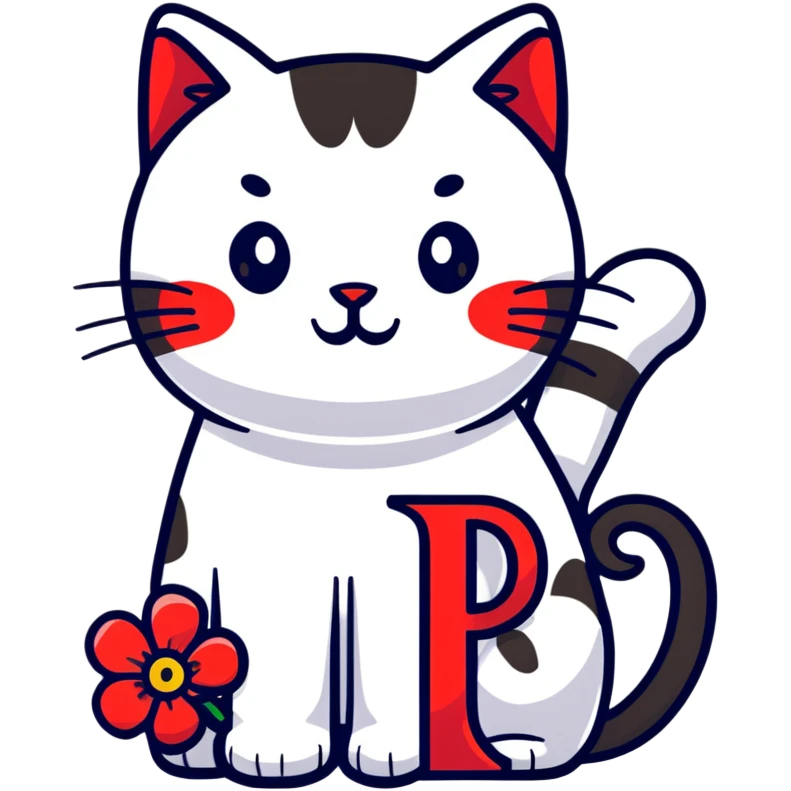 Red flowers with cats and letter R emoji