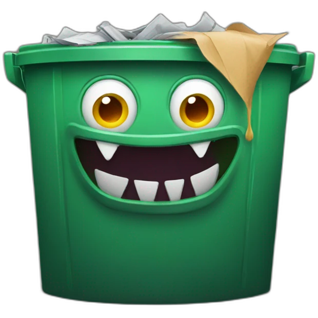 A monster in a dumpster emoji