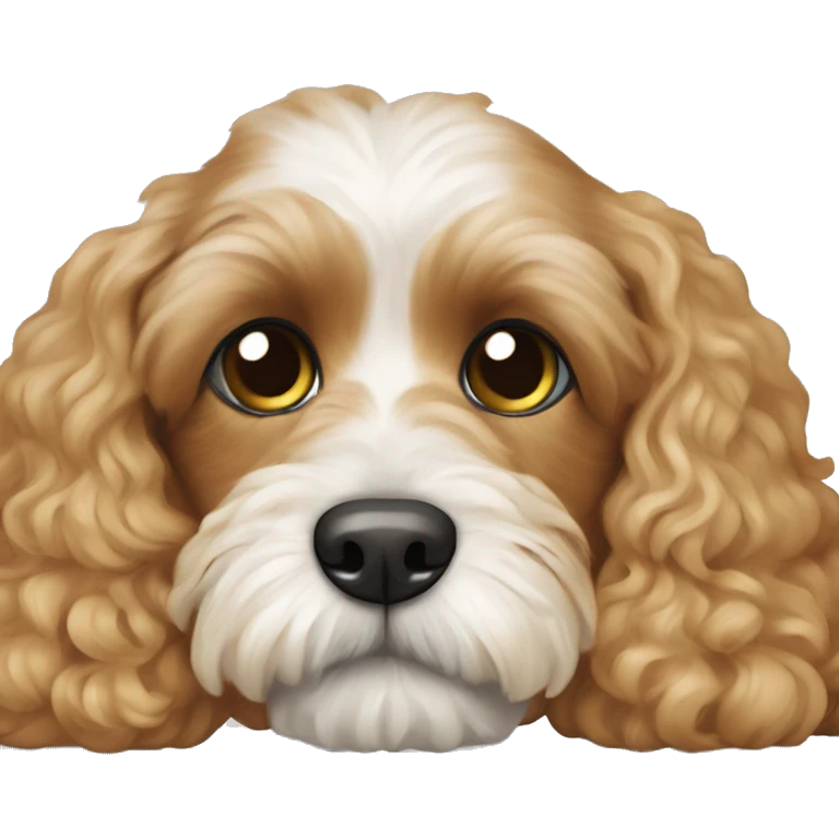 Dog cavapoo breed lies at home emoji