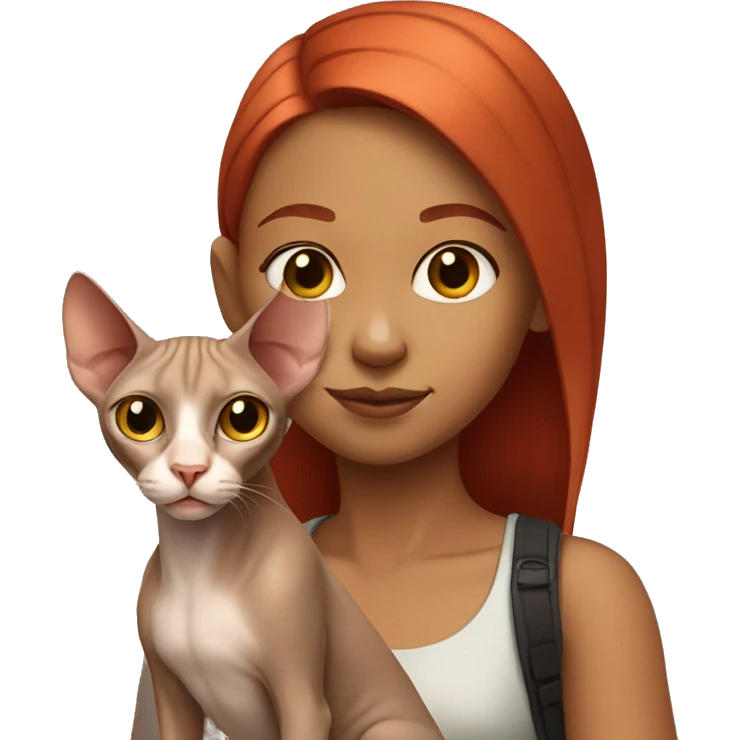 Red-haired girl with a sphinx cat emoji