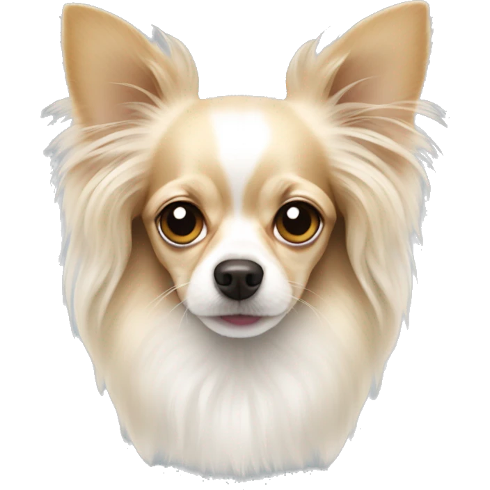 Long haired white chihuahua with light brown ears emoji