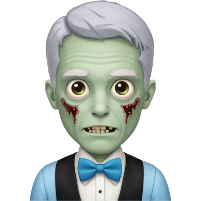 zombie, grey hair waiter with blue bow tie emoji