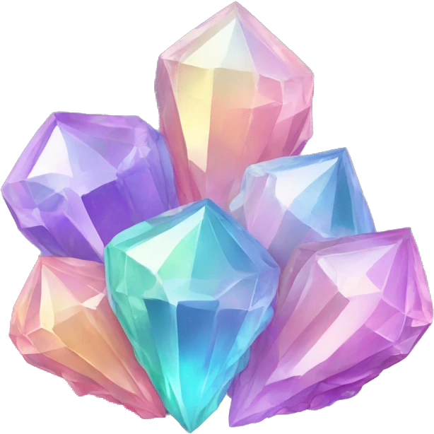 One Pastel iridescent crystal clusters emoji