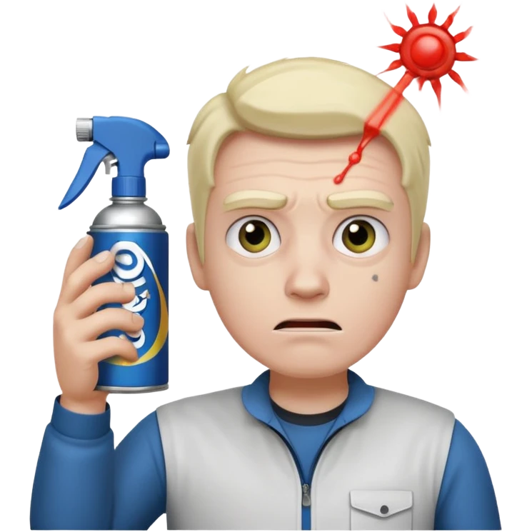 Gojo using a can of raid bug spray looking disgusted emoji