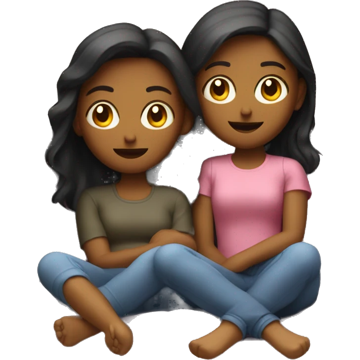 Two Girls chill on the Couch  emoji