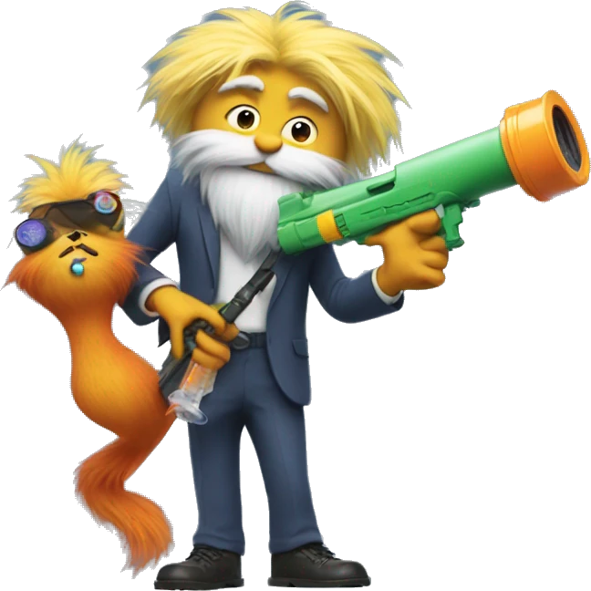 the lorax holding a water gun  emoji