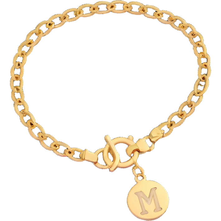 Elegant gold bracelet with Imogen charm emoji