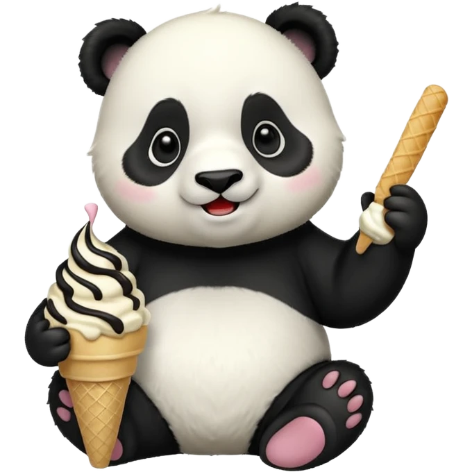 Panda eating ice cream emoji