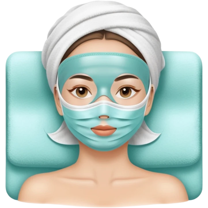 Lady with face mask spa beauty full face relaxing emoji