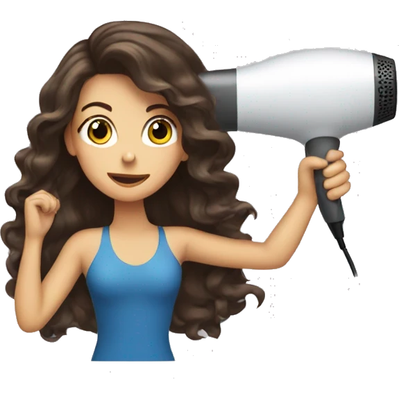 Brunette girl blow drying hair emoji