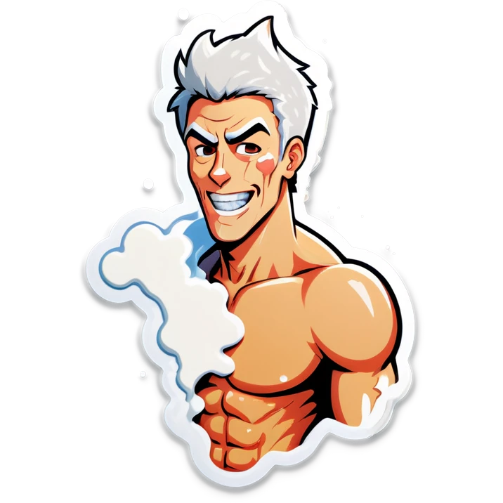 Ripped guy covered in white glue emoji