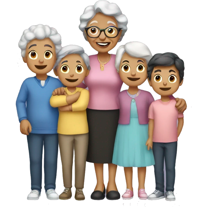 grandma with  four girls six boys emoji