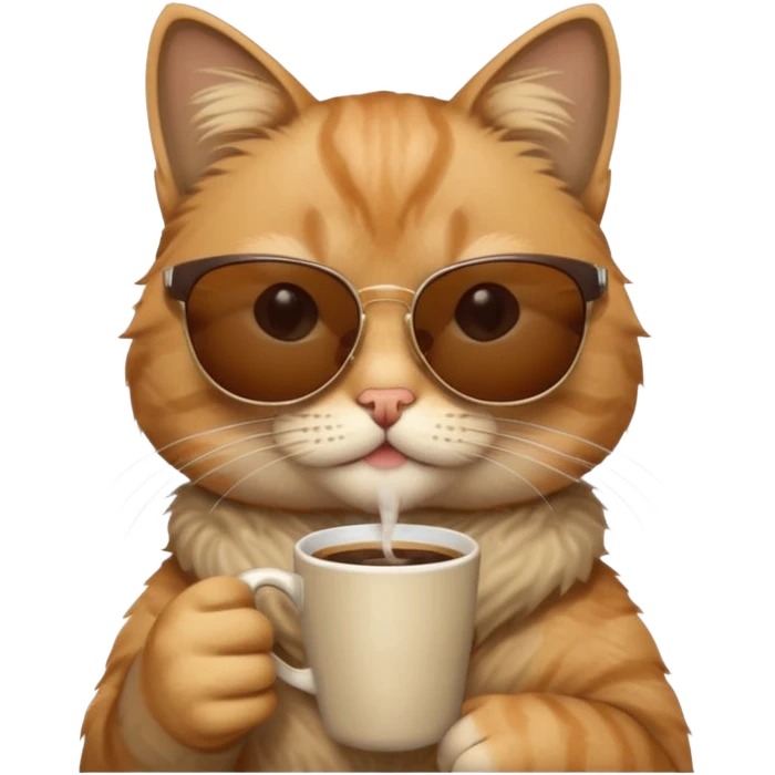 sunglasses cat drink coffee emoji