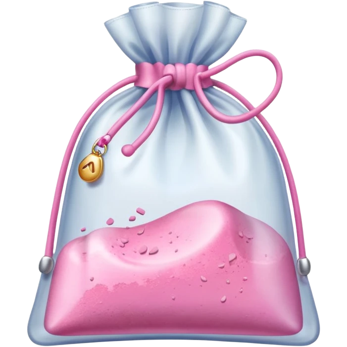 Clear bag with pink powder inside emoji