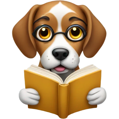 Dog reading a book emoji
