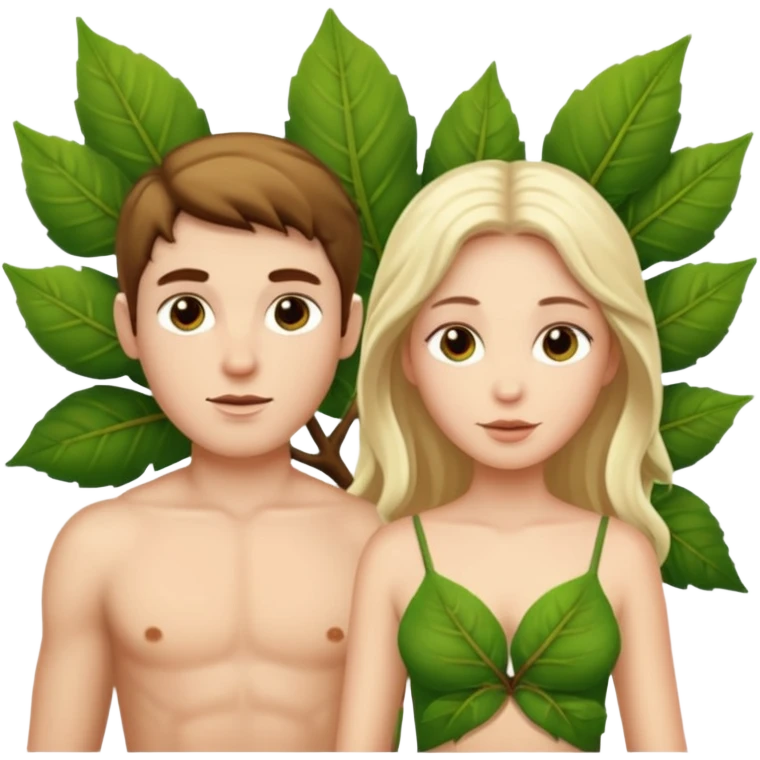 Adam and Eve with leaf clothing emoji