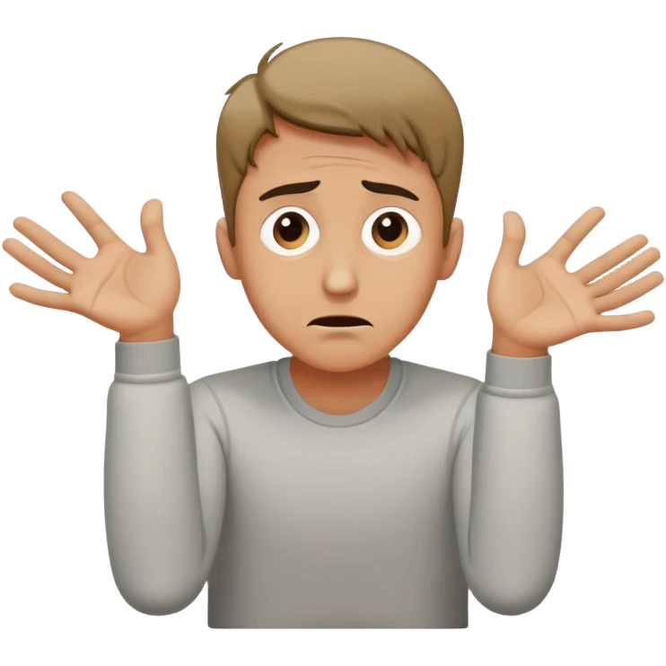 man with anxious attachment style with worried eyes and nervous expression, clingy posture leaning forward with arms reaching out, showing fear of abandonment emoji