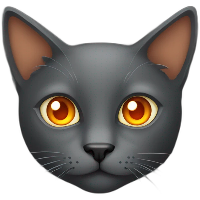 Dark grey cat with orange eyes emoji
