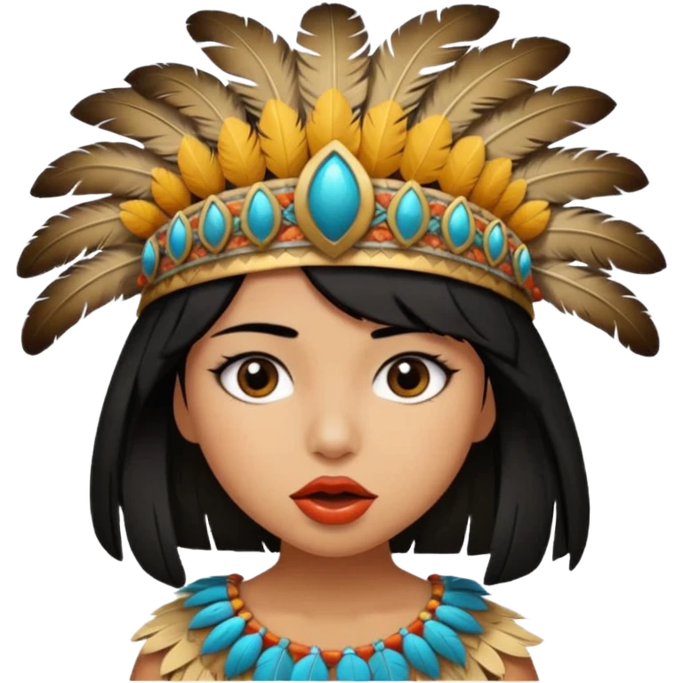 Niña con pelo corto negro con un pico en la boca  emoji