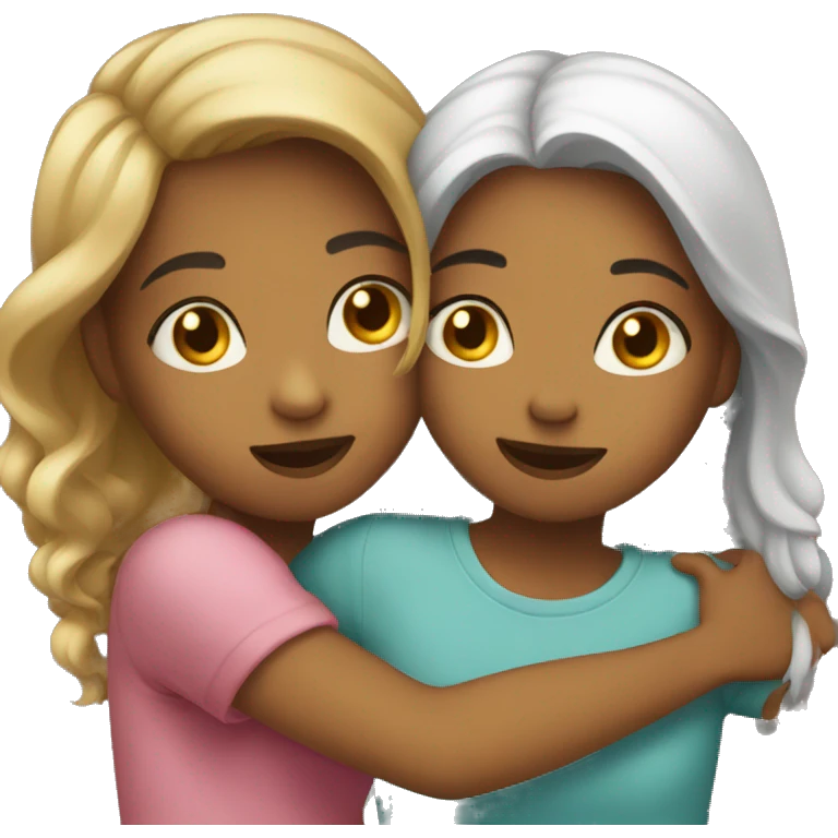 2 girls hugging each other  emoji